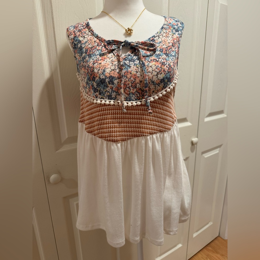 🩵 SUGAR FOX Sleeveless Boho Top